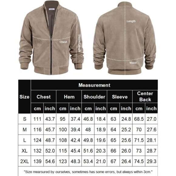 Men's Varsity Jacket Vintage Lightweight Suede Bomber Jackets - Picture 6 of 7